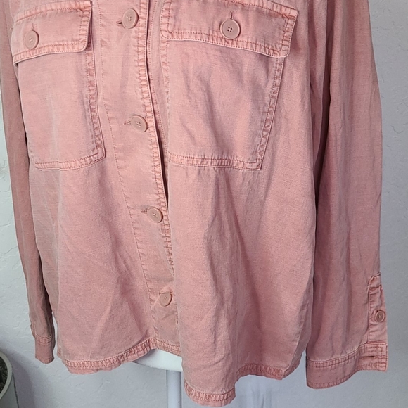 NWT Lucky Brand pink military style shirt medium - Picture 3 of 9